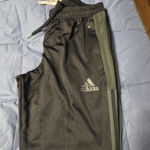 Adidas Black and Green Track Pants